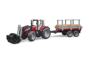 (NEW) Massey Ferguson 7480 with Frontloader & Timber trailer
