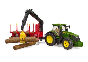 John Deere 7R 350 with forestry trailer and 4 trunks