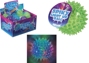 Spiky Light Up Ball (24 D) (3 colour asst)